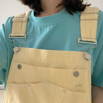 Tuinbroek Jeans Geel Pastel