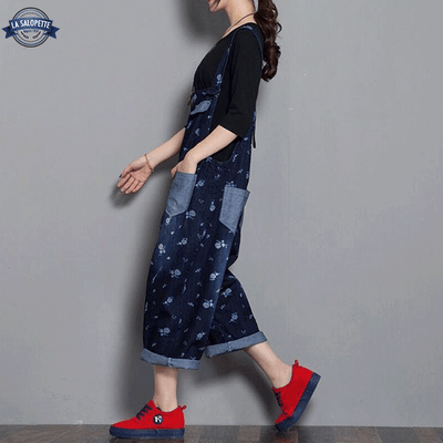 Salopette Jean avec Fleurs