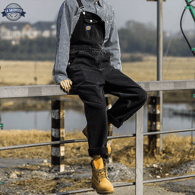 Latzhose Jeans schwarz von Rameau