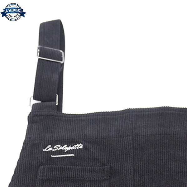 Salopette Vintage<br> Noire Velours Côtelé