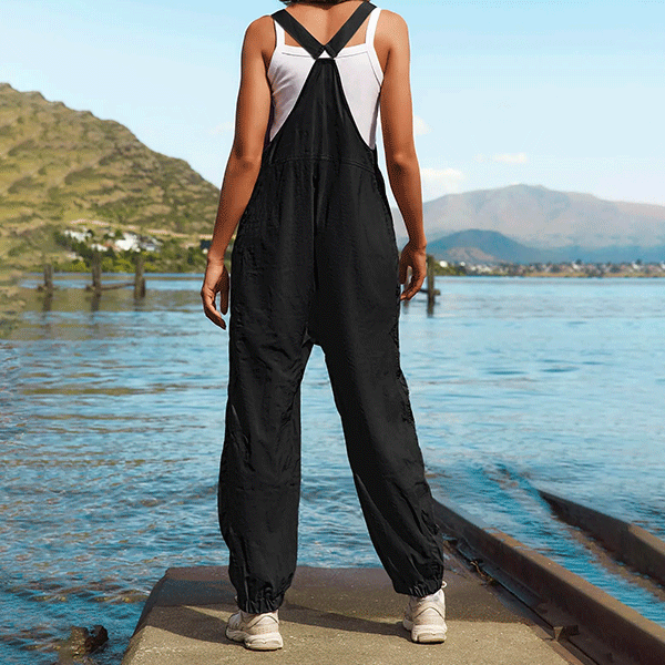 Damen-Latzhose Schwarz Cargo
