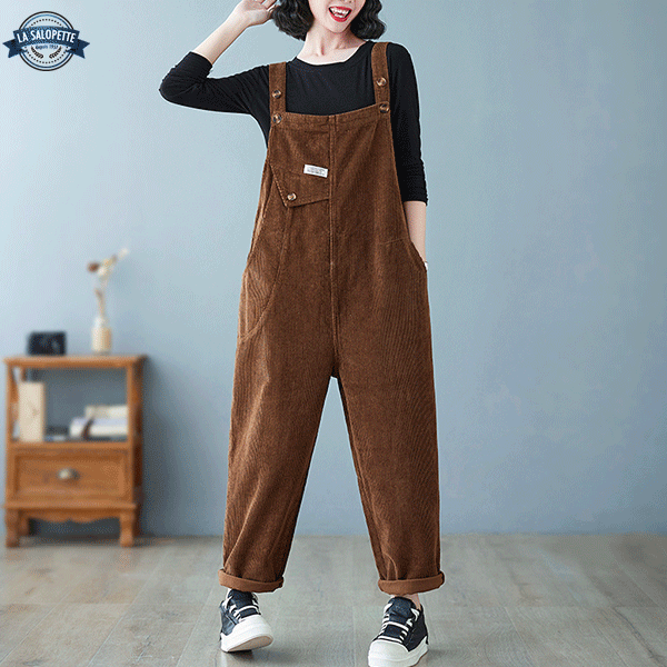 Salopette Vintage<br> en Velours Châtaigne