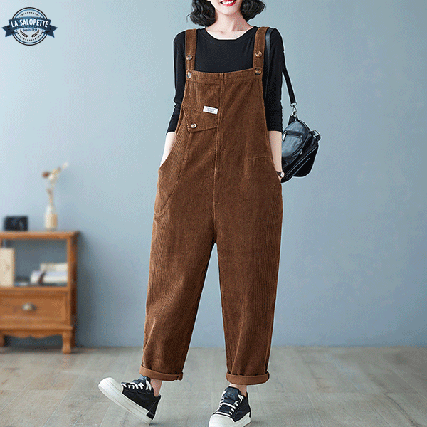 Salopette Vintage<br> en Velours Châtaigne
