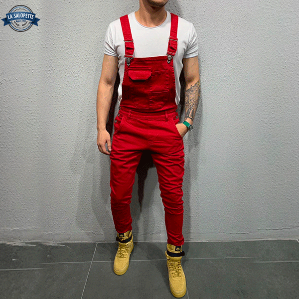 Latzhose Jeans Rot Kardinal