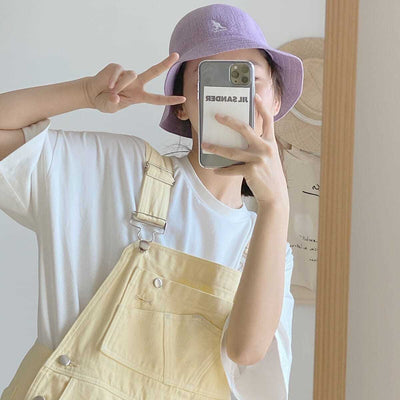 Tuinbroek Jeans Geel Pastel