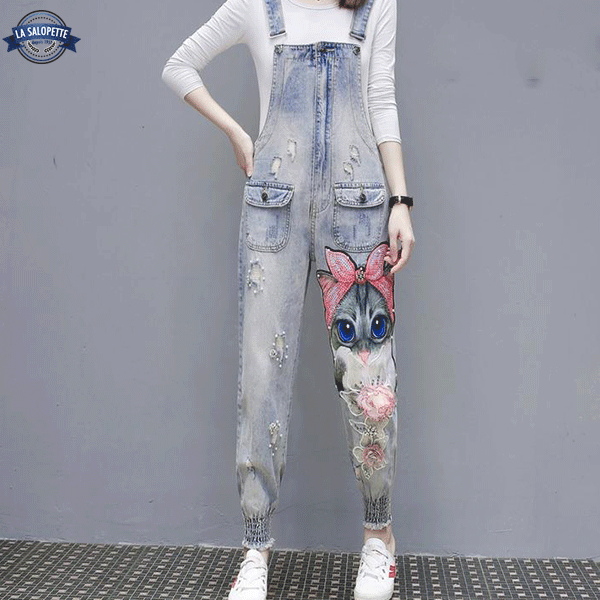 Salopette en Jean<br> Chat Rosy