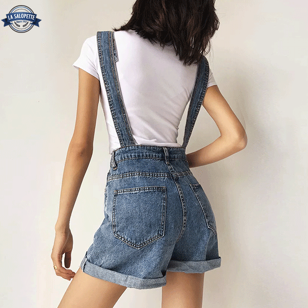 Latzhose Short Jeans Blau Electra