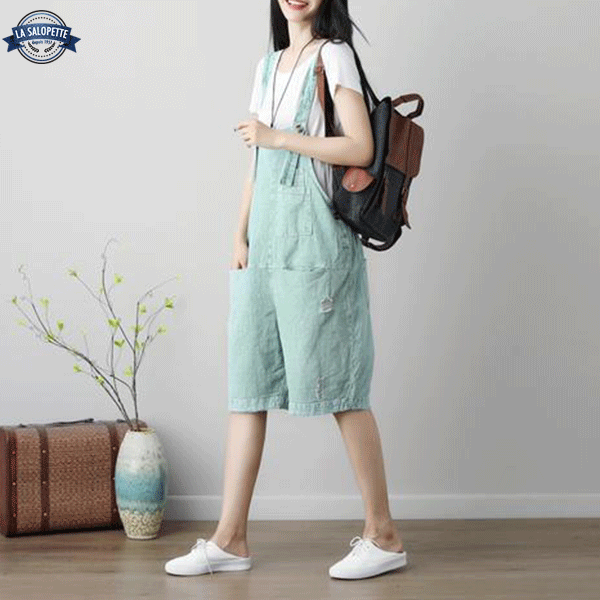 Salopette Short<br> Bleue Turquoise Élia