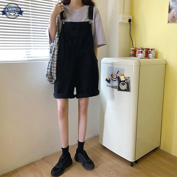 Salopette Short<br> Femme en Jean Résille