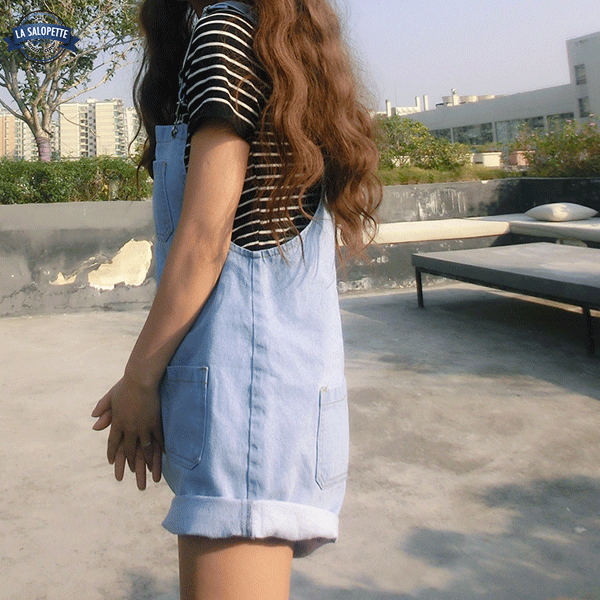Salopette Short<br> Kawaii Bleue