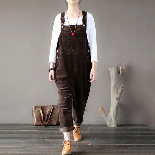 Tuinbroek Vintage Fluweel Koffie