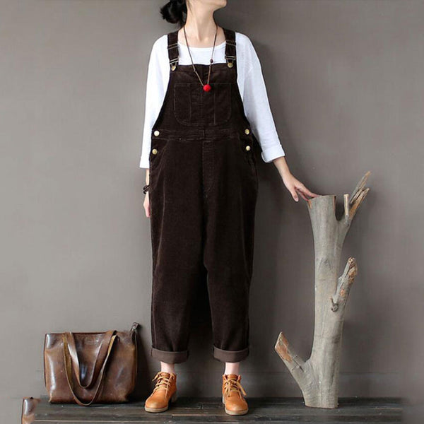 Tuinbroek Vintage Fluweel Koffie