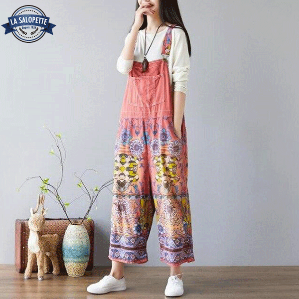 Vintage Patroon Tuinbroek Jurk
