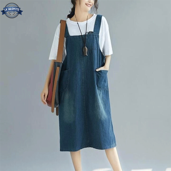 Kleid Latzhose Blau Ente