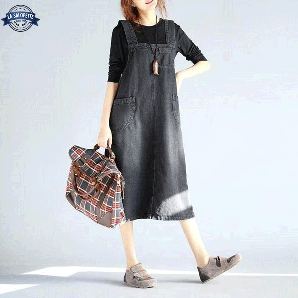 Robe Salopette Jean Noir