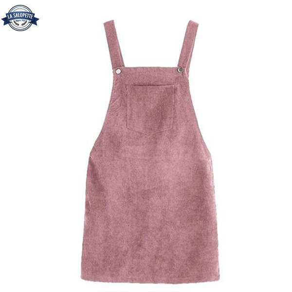 Robe Salopette<br> Velours Rose Bonbon