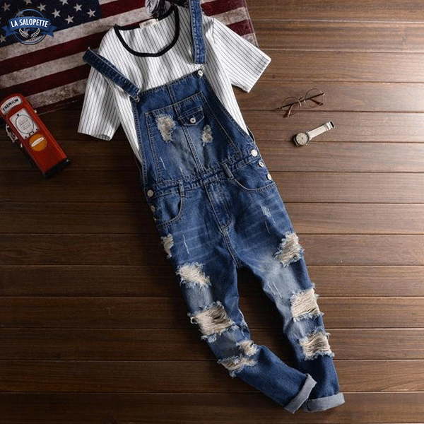Vintage-Jeans-Latzhose 90er Jahre Blau