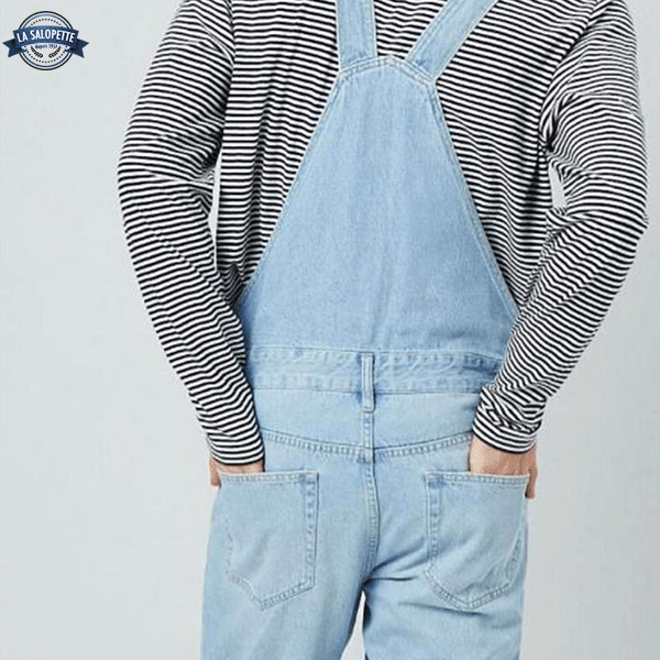 Jeans-Latzhose Hellblau Ripped Raw