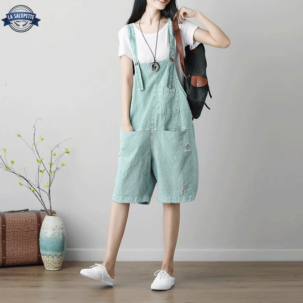 Salopette Short<br> Bleue Turquoise Élia