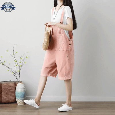 Salopette Courte Rose