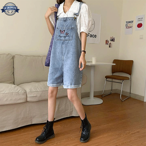 Salopette Short<br> en Denim Femme Ottawa