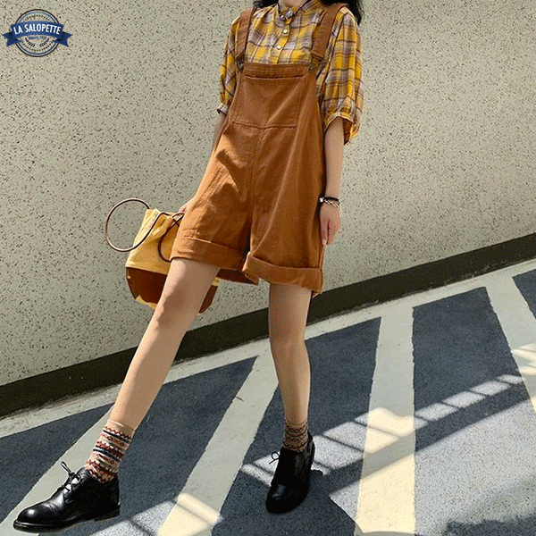Salopette Short<br> Femme Stretch Camel