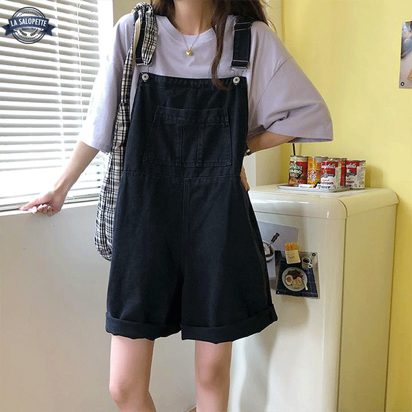 Salopette Short<br> Femme en Jean Résille