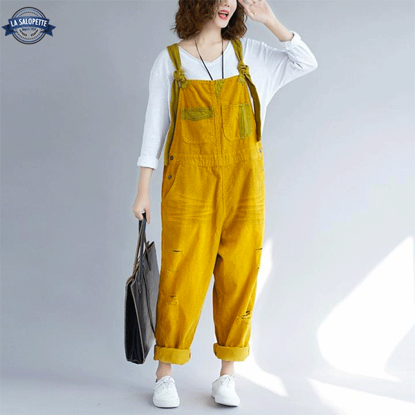 Salopette en Jean<br> Jaune Canari Hipster