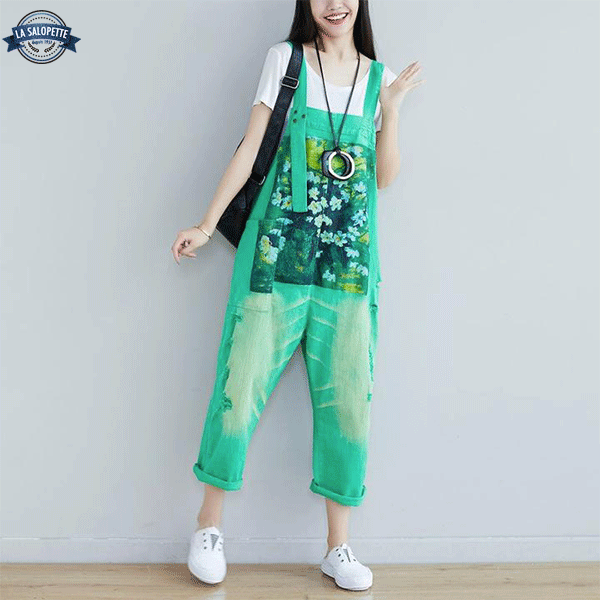 Latzhose aus Jeans Grün Kawaii