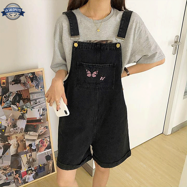 Salopette Short<br> Dessin Mignon Black