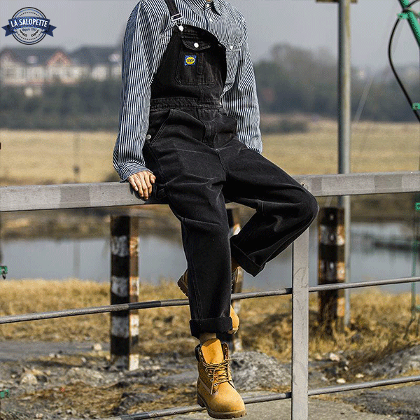 Latzhose Jeans schwarz von Rameau