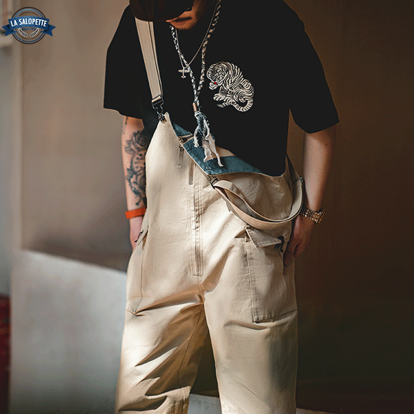 Oversize-Arbeitslatzhose Beige