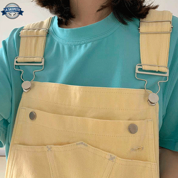 Tuinbroek Jeans Geel Pastel