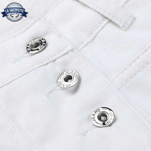 Salopette Short<br> en Jean Blanc Cassé