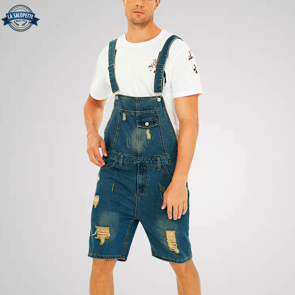 Tuinbroek Kort Gescheurde Jeans