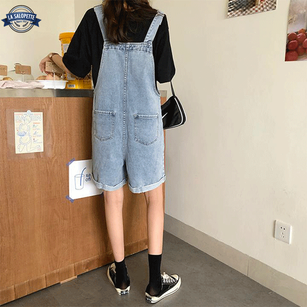 Salopette Short<br> en Denim Femme Ottawa