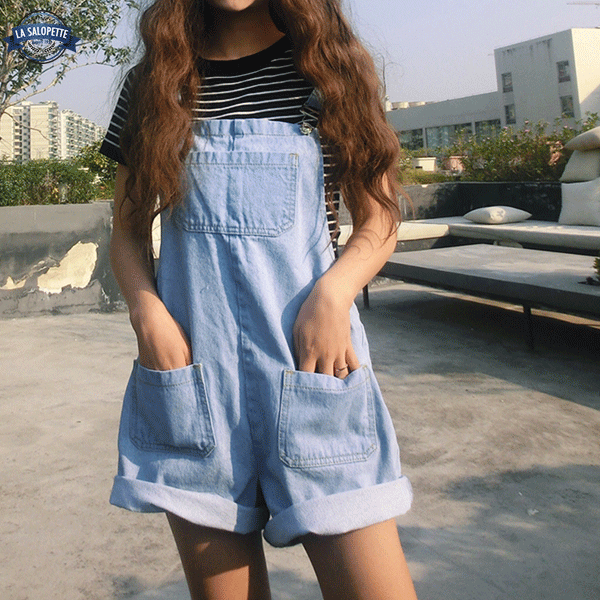 Salopette Short<br> Kawaii Bleue