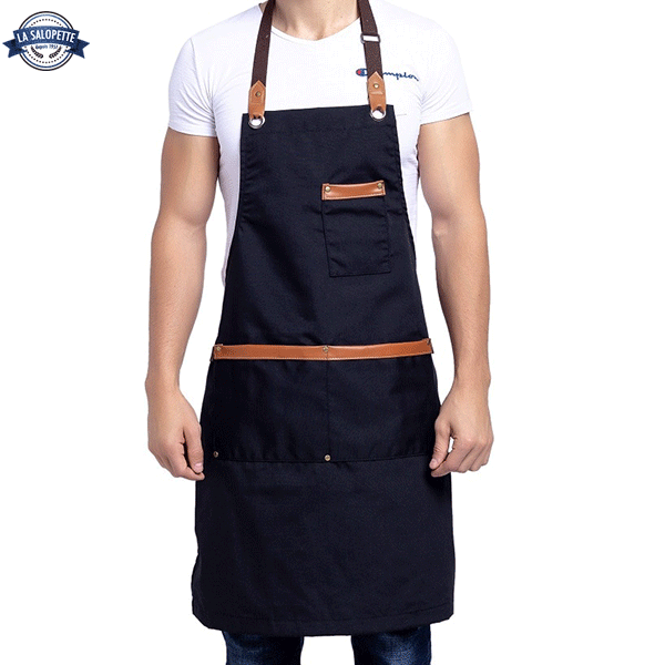 Tablier de Cuisine Noir Dorian