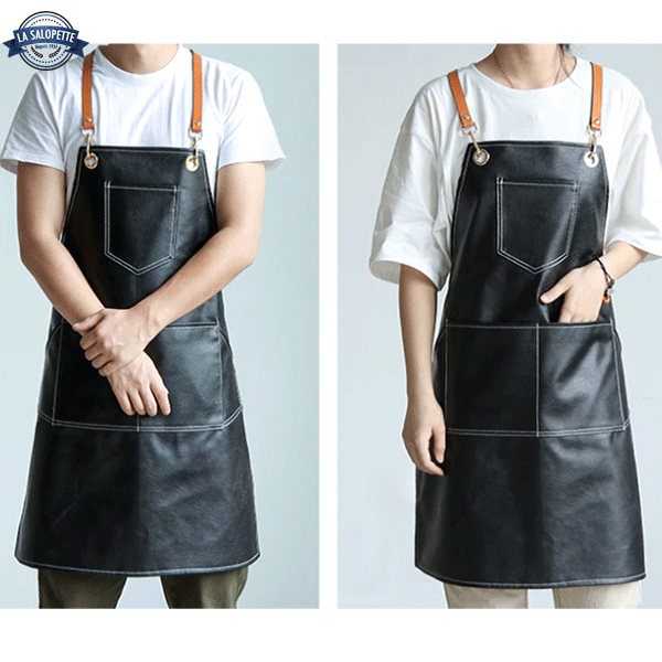 Tablier de Cuisine Cuir Noir